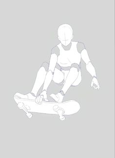 a drawing of a person riding a skateboard