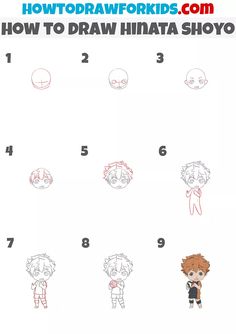 how to draw hinata shoyo step by step instructions for kids and beginners