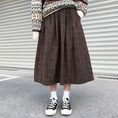 Baggy Plaid Midi Skirt - nightcity clothing Y2k Aesthetic Fashion, High Waist Long Skirt, Y2k Aesthetic Outfits, Long Skirts For Women, Long Skirts, Plaid Fashion, Plaid Skirt, Edgy Outfits, Plaid Skirts