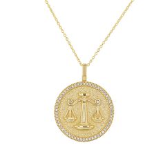 14K Gold Diamond Zodiac Coin Medallion Necklace – Baby Gold Luxury Zodiac Sign Round Pendant Jewelry, Fine Jewelry Diamond Zodiac Sign, Gold Zodiac Sign Diamond Necklace, Gold Diamond Zodiac Sign Necklace, Diamond Zodiac Sign Necklaces, Diamond Zodiac Sign Jewelry, Round Zodiac Sign Diamond Jewelry, Luxury Gold Plated Zodiac Sign Jewelry, Round Diamond Zodiac Jewelry