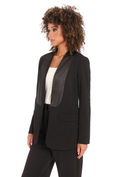 Elevate your wardrobe with our Brighton tuxedo-inspired blazer. This sophisticated piece features a sleek shawl collar and a tailored fit that exudes confidence and style. Perfect for formal events, important business meetings, or adding a touch of elegance to your everyday look. The Brighton blazer effortlessly transitions from day to night, making it a versatile staple in your closet. Be the muse of any occasion with this timeless piece. Pair it with the matching Brighton pants for a polished Office Clothes, Social Dresses, Collarless Jacket, Weekend Dresses, Garden Dress, The Muse, Maggy London, Work Clothes, Vacation Dresses