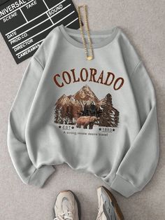 Colorado Big Mounth Printed Cool Sweatshirts For Women – 4Colordress Cool Sweatshirts, Colorado Design, Big Mountain, Sweatshirts For Women, Romper Dress, Pajama Shorts, Pant Shirt, Clothes Collection, Sweater Coats