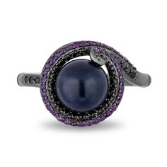 A bewitching creation inspired by the formidable sea witch herself, this Ursula inspired ring makes a striking bold statement. The black rhodium over sterling silver setting adds a mysterious and dramatic touch, providing the perfect canvas for Ursula's iconic tentacles, adorned with black diamonds and amethyst gemstones, to come to life. The black pearl, a symbol of Ursula's mastery over the sea, takes center stage, radiating an otherworldly allure. Enchanted Disney, Pearl Amethyst, Enchanted Disney Fine Jewelry, Disney Fine Jewelry, Peoples Jewellers, Right Hand Rings, Diamond Cocktail Rings, Disney Jewelry, Black Diamonds