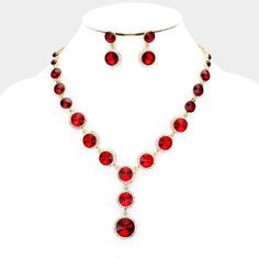 A Girl Can Never Have Too Much Jewelry  Clear Crystal Trim Round Red Rhinestone  Necklace Set Evening Wear Pretty and Simple Lobster  Claw Claps  18" + 3"   Drop 2 1/4" Post Earrings 1 1/4" Dangle Post Earrings 2 1/2" Red Crystal Jewelry Sets For Valentine's Day, Red Rhinestone Party Necklaces, Red Crystal Rhinestone Jewelry, Red Crystal Jewelry With Rhinestones, Red Rhinestone Necklace For Party, Red Rhinestones Jewelry Sets For Party, Red Rhinestone Party Jewelry, Red Rhinestones Jewelry For Valentine's Day, Red Rhinestone Jewelry For Valentine's Day