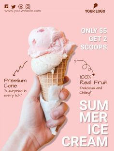 an ice cream advertisement with the words summer mere ice cream