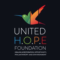 the united hope foundation logo with a bird flying above it and text that reads,'united