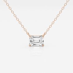 1 ctw Emerald Lab Grown Diamond Solitaire Pendant 14K Rose Gold E, VS1 Diamond Solitaire Pendant, Moissanite Pendant, Elegant Pendant, Moissanite Jewelry, Solitaire Pendant, Perfect Engagement Ring, Diamond Pendant Necklace, Rose Gold Diamonds, Custom Engagement Ring