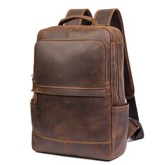 Rugged Backpack With Adjustable Strap, Rugged Leather Rectangular Backpack, Casual Brown Backpack For Everyday Carry, Rugged Rectangular Backpack With Leather Backing, Rugged Backpack With Leather Lining, Rugged Rectangular Backpack For Daily Use, Rugged Leather-lined Backpack, Rugged Rectangular Brown Backpack, Rugged Brown Leather Backpack