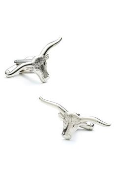 A smart longhorn design tops smart cuff links in a crisp silvertone shine. Silvertone plating. By Cufflinks, Inc.; imported. Men's Furnishings. Longhorn Steer, Silver Cufflinks, Mens Cologne, Mens Gift Sets, Pump Sandals, Cuff Links, Baby Clothes Shops, Eyeshadow Makeup, Pumps Heels