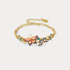 This exclusive Butterfly Bracelet is made with the highest quality brass enamel, making it a chic piece of jewelry for any occasion. With a subtle yet elegant design, this bracelet will make a statement wherever you go. Wear it with confidence, and enjoy its unique beauty. Butterfly Bracelet carries colorful and delicate butterflies of different sizes. This bracelet is among nature jewelry collection on Selenichast jewelry store. It would be an eye-catching piece in your jewelry box. DETAILS Pla Enamel Jewelry As A Gift For Her, Enamel Jewelry As Gift For Her, Multicolor Gold Bangle Bracelet As A Gift, Multicolor Bangle Gold Bracelet As A Gift, Elegant Enamel Jewelry As Gift For Her, Multicolor Gold Bracelet For Gift, Bangle Bracelets With Plating As A Gift, Gift Bangle Bracelets With Plating, Elegant Multicolor Gold Bracelet For Gift