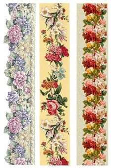 three different colored flowers are shown on the side of each bookmark, and one is in