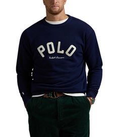 From Polo Ralph Lauren&#x2C; this sweatshirt features:Crew neckLong sleeves with ribbed cuffsFelt "Polo" appliqués and chain-stitched "Ralph Lauren" embroidery at the center frontRibbed hem"Polo RL" label at the left hemFleece fabricCotton/polyesterMachine washImported. Winter Sweatshirt With Logo And Long Sleeves, Winter Long Sleeve Sweatshirt With Logo Detail, Fall Long Sleeve Sweatshirt With Logo Detail, Fall Long Sleeve Sweater With Logo Detail, Long Sleeve Tops With Logo Detail For Fall, Fall Long Sleeve Tops With Logo Detail, Winter Long Sleeve Tops With Logo Detail, Crew Neck Sweatshirt With Logo For Fall, Relaxed Fit Long Sleeve Sweater With Logo Detail