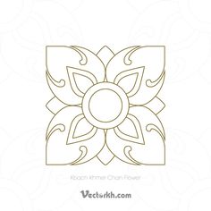 a flower with leaves on it is shown in the shape of a stylized line art