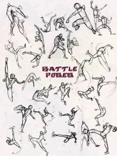 a drawing of some people doing different things in front of the words battle force on it