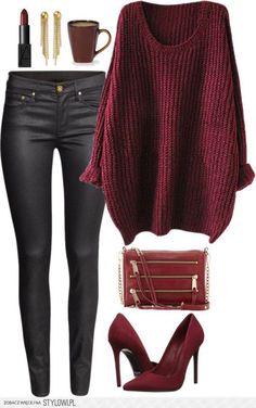 Looks Pinterest, Erickson Beamon, Mode Casual, Red Lipstick, Edgy Outfits, Cherry Red