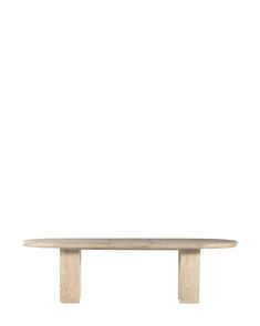 an oval wooden table against a white background with no one around it or someone else