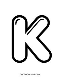 the letter k is shown in black and white