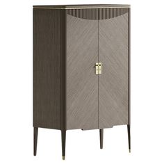 an armoire with two doors on the front and one door open