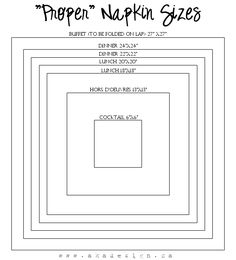 a diagram showing the size and width of propper'n napkin sized squares