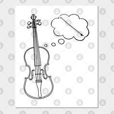 a drawing of a violin and thought bubble