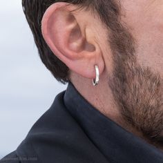 These 925 sterling silver hoop earrings for men or women are made by me, in the beautiful Pacific Northwest of North America. Size: 18mm exterior diameter, 15mm interior diameter, 2mm wide. Solid sterling silver posts and backs. I strive to run an ecologically sustainable business. - GUARANTEED forever against breakage due to normal use.  - SUSTAINABILITY: I use silver and gold with a post consumer content from precious metals manufacturers that purchase new metals from fair labor practicing mines. I believe that purchasing high quality jewelry with a post consumer content that is repairable and recyclable is very important. I make jewelry in small batches, minimizing waste and resources wherever I can. My manufacturing processes strives to strengthen the metal by using hand forming techni Hoop Earrings Aesthetic, Hoop Earrings For Men, Small Silver Hoop Earrings, Earrings Outfit, Port Townsend, Mens Earrings Hoop, Tiny Hoop Earrings, Earrings For Men, Sustainable Business