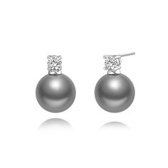 Design: These fashionable silver earrings suspend a grey pearl with elegance and classic charm, perfect for enhancing any style ensemble you choose. The minimalist design is accentuated by a square-cut CZ stud earrings above the pearl, creating a timeless and sophisticated look. Perfect for those who appreciate the blend of simplicity and elegance. Size : These dainty earrings are 18mm long, making them the ideal accessory for various occasions. The 12mm diameter grey pearl adds a touch of grace, while the 4mm square CZ stud provides just the right amount of sparkle. This zircon pearl earring is a perfect balance for those seeking both subtlety and impact. Material: Crafted with precision, the gray pearl stud earrings is made from high-quality round shell pearls, ensuring durability and a Elegant Gray Sterling Silver Earrings, Elegant Gray Earrings As Gift, Elegant Gray Earrings For Gift, Elegant Gray Jewelry For Formal Occasions, Classic Gray Jewelry For Formal Occasions, Elegant Gray Earrings For Wedding, Elegant Gray Jewelry With Matching Earrings, Elegant Gray Jewelry For Anniversary, Elegant Round Gray Jewelry