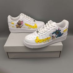 "Customize your kicks with the Nike Air Force 1 Cartoon Character Custom. Express your personality with a one-of-a-kind design featuring your favorite cartoon character. Expertly crafted for comfort and durability. Upgrade your sneaker game today." ★ Brand new with box ★ Each pair is unique and one of a kind ★ Each pair is personally handmade, painted with high quality Angelus. ★ Leather acrylic paint. Topped with a clear coat for extra protection. ★ Available in all sizes including men and wome 12th Man, Sneaker Games, Favorite Cartoon Character, Air Force 1, Nike Air Force, Cartoon Characters, Air Force, Nike Air, Womens Sizes