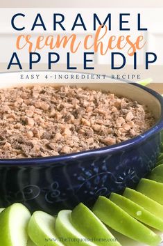 the cover of caramel cream cheese apple dip