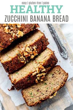 sliced loaf of paleo zucchini banana bread