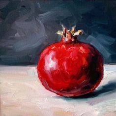 a painting of a pomegranate on a table