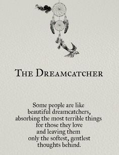 the dream catcher poem written in black and white with an owl on it's back