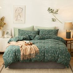 PRICES MAY VARY. 【Twin XL Duvet Cover Set】: HIGHBUY 3 Piece Cottagecore Twin XL Shabby Chic Green Flowers Bedding Bedding Sets- 1 x Duvet Cover (68"x90") and 2 x Pillow Shams (20"x26"),No comforter insert or sheet 【Aesthetic Bedding】:Jersey Knit Cotton - 3 Pieces Jersey Knit cotton cottagecore aesthetic floral bedding duvet cover come with floral print, jersey duvet cover is soft as your t-shirt,Advanced dyeing technology,you will feel pampered all night while you sleep.the fabric has excellent Flower Duvet Cover, Green Comforter, Floral Comforter Sets, Floral Bedding Sets, Duvet Cover Queen, Girls Bedding Sets, Green Duvet, Green Duvet Covers, Full Duvet Cover