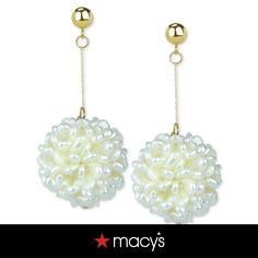 in stock Macy's Elegant Yellow Gold Earrings, Elegant Drop Earrings From Macy's, Elegant Drop Earrings By Macy's, Elegant Macy's Drop Earrings, Macy's 14k Gold Elegant Jewelry, Macy's Gold Wedding Earrings, Macy's Yellow Gold Drop Earrings, Macy's Formal Drop Earrings, Elegant Pearl Earrings From Macy's As Gift