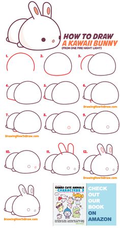 how to draw a kawai bunny step by step instructions for kids and beginners