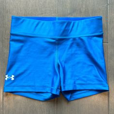 Size Small New Without Tags Blue Fitted Athleisure Shorts, Blue Fitted Casual Athletic Shorts, Blue Activewear For Sports With Short Inseam, Blue Activewear With Short Inseam For Sports, Sporty Blue Bottoms With Short Inseam, Athleisure Stretch Shorts By Under Armour, Under Armour Stretch Athleisure Shorts, Under Armour Workout Shorts, Casual Fitted Shorts By Under Armour