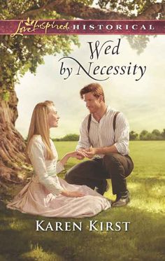 a man and woman sitting in the grass next to a tree with words that read, wed by necessity