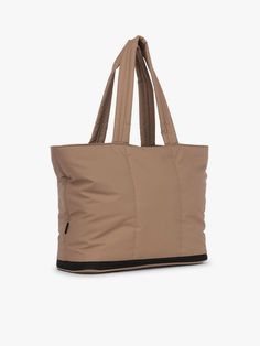 Functional Brown Tote Weekender Bag, Everyday Nylon Shoulder Weekender Bag, Brown Nylon Shoulder Bag With Double Handle, Brown Nylon Double Handle Shoulder Bag, Functional Bags With Removable Padding, Large Capacity Brown Nylon Bag, Versatile Nylon Bag With Reinforced Handles, Brown Nylon Shoulder Bag For Daily Use, Brown Nylon Bag With Adjustable Strap