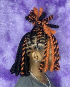 Orange Hairstyles For Black Women, Dyed Dreadlocks Black Women, Dreadlock Color Ideas Black Women, Color Locs Black Women, Dread Color Ideas Locs, Dye Dreads, Dyed Locs Black Women, Hair Dye Ideas Black Women, Dyed Dreadlocks