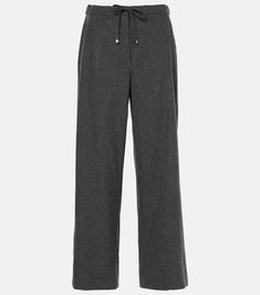 Florida wool straight pants in grey - S Max Mara | Mytheresa Fall Workwear Bottoms With Drawstring, Drawstring Bottoms For Workwear In Fall, High-waisted Wide Leg Pants With Drawstring For Work, Chic Drawstring Pants For Work, High-waisted Drawstring Work Pants, High-waisted Drawstring Pants For Work, Tailored Wool Casual Pants, Casual Wool High-waisted Pants, Straight Leg Drawstring Pants For Work