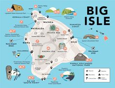 a map of big island with all the places to go and what to see on it