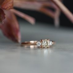 CHAMPAGNE DIAMOND / PETITE TRILOGY RING - Meg Maskell Fine Jewellery Square Trilogy Engagement Ring, Gold Trilogy Engagement Ring Oval, Trilogy Engagement Ring Gold, Marquise Trilogy Engagement Ring, Champagne Marquise Diamond Ring, Champagne Diamond, Big Day, Champagne, Fine Jewelry