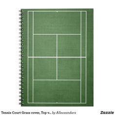 a tennis court drawn on top of a spiral notebook with the words tennis court grass over it