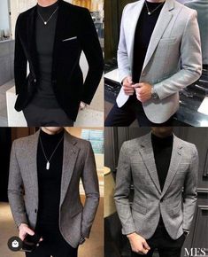 Mens Fashion Casual Work Outfit Ideas, Blezars For Men Casual, Suit No Shirt, Blezars For Men Wedding, Mens Blazer Style Fashion Ideas, Mens Fashion Dress Shirts, Make Up Guide, Suits And Ties, Stylish Mens Suits