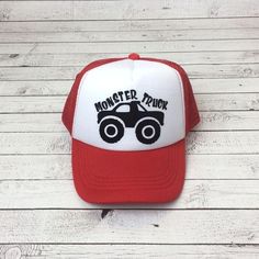 Monster Truck Hat, Kids Hats, Trucker Hat for Kids, Foam Mesh Hat, Youth Hat, Pony Hat, Baseball Hat Red Adjustable Themed Hat, Themed Red Hat One Size Fits Most, Red Themed Cap Hat, Themed Red Cap, Red Trucker Hat One Size Fits Most, Red Trucker Hat One Size, Playful Red Bucket Hat, Red Novelty Hat One Size Fits Most, Funny Adjustable Mini Cap