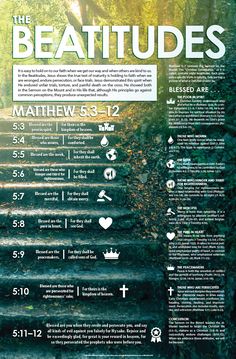 The Beatitudes (Nature Design) 24 x 36 - Glad Tidings Publishing Mathew 5, The Beatitudes, Bible Study Topics, Bible Study Help, Glad Tidings, Matthew 5, Biblical Teaching, Bible History, Christian Bible Study