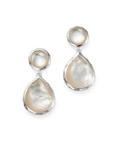 A pair of drop earrings with mother-of-pearl and clear quartz doublets in sterling silver by Ippolita. Snowman Posts, Candy Snowman, House In New York, Silver Pearl Earrings, Mother Of Pearl Jewelry, Mother Of Pearl Earrings, Timeless Aesthetic, Rock Candy, Italian Artist