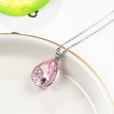 Add some sparkle to your everyday ensembles with this fine silver-plated pendant necklace that features pink crystal and glittering cubic zirconia accents. Chain: 18'' L 0.51'' W x 0.71'' L Lobster claw clasp Fine silver-plated copper / cubic zirconia /?crystal Wedding Jewelry For Bride, Topaz Necklace, Teardrop Pendant, Valentines Jewelry, Elegant Necklaces, Bride Jewellery, Girls Jewelry, Pink Crystal, Stainless Steel Necklace