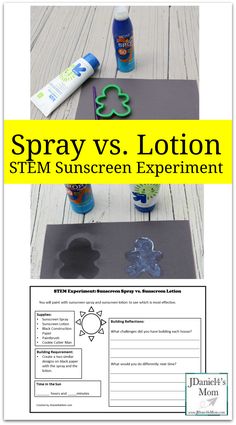 Summer School Ideas Elementary, Nature Stem Activities, Kindergarten Summer School, Vs Lotion, Summer School Activities, Summer Stem, Stem Experiments, Stem Ideas, Sunscreen Spray