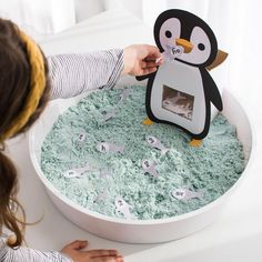 Feed The Penguin Preschool, Feed The Penguin Game, Feed The Penguin, Penguin Sensory Activity, Penguins Activities For Preschoolers, Penguin Toddler Activities, Penguin Sensory Bin, Penguin Activities For Kids, Penguin Activities For Toddlers