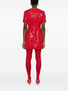 Maje floral-print Sequinned Mini Dress | Red | FARFETCH Mini Dress Red, Sequin Embellishment, Red Cocktail Dress, Wardrobe Edit, Fringe Skirt, Floral Shoes, Red Sequin, Mini Velvet Dress, Exclusive Fashion